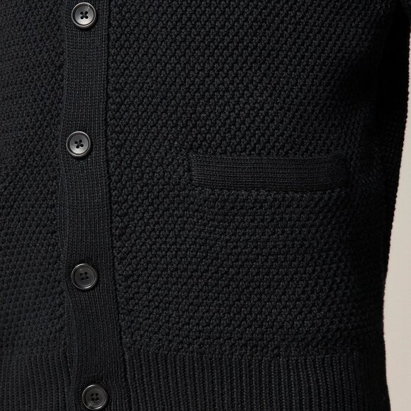 NWT J Crew Cardigan Moss-Stitch Sweater Polo in Black - Picture 4 of 5